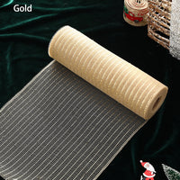 HKM-489299 Gold and Silver Glitter Mesh Roll for Christmas and Wedding Decorations - 26CM Non-Woven Fabric