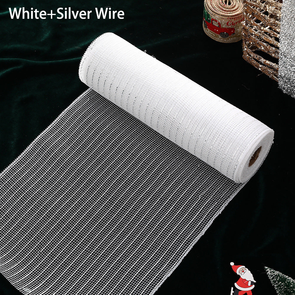 HKM-489299 Gold and Silver Glitter Mesh Roll for Christmas and Wedding Decorations - 26CM Non-Woven Fabric