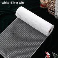 HKM-489299 Gold and Silver Glitter Mesh Roll for Christmas and Wedding Decorations - 26CM Non-Woven Fabric