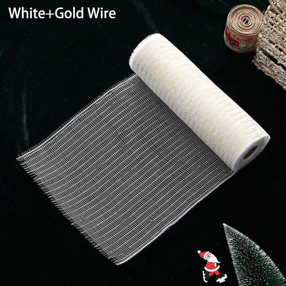 HKM-489299 Gold and Silver Glitter Mesh Roll for Christmas and Wedding Decorations - 26CM Non-Woven Fabric