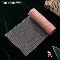 HKM-489299 Gold and Silver Glitter Mesh Roll for Christmas and Wedding Decorations - 26CM Non-Woven Fabric