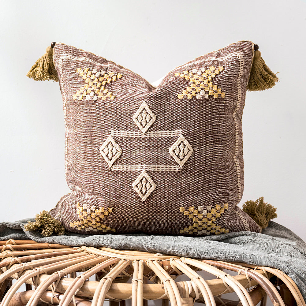 HKM-489299 Handmade Moroccan Pillow Cushion for Bay Window, Sofa, or Bed – Bohemian Style 45x45cm & 30x50cm Options