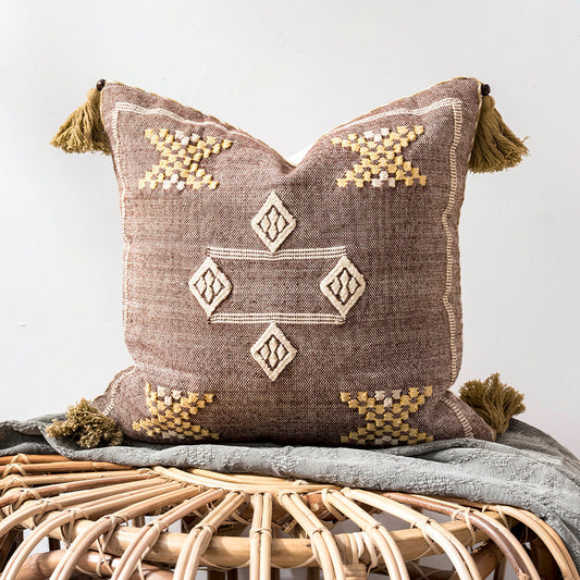 HKM-489299 Handmade Moroccan Pillow Cushion for Bay Window, Sofa, or Bed – Bohemian Style 45x45cm & 30x50cm Options