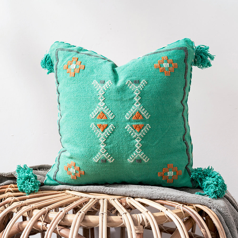 HKM-489299 Handmade Moroccan Pillow Cushion for Bay Window, Sofa, or Bed – Bohemian Style 45x45cm & 30x50cm Options