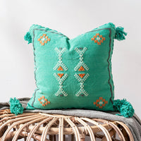 HKM-489299 Handmade Moroccan Pillow Cushion for Bay Window, Sofa, or Bed – Bohemian Style 45x45cm & 30x50cm Options