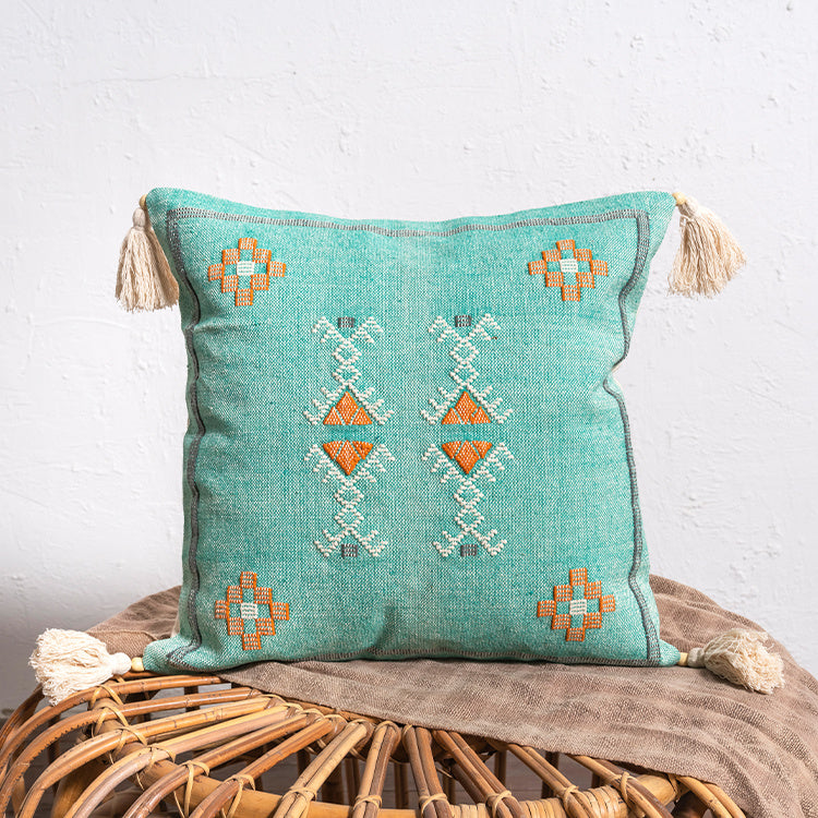 HKM-489299 Handmade Moroccan Pillow Cushion for Bay Window, Sofa, or Bed – Bohemian Style 45x45cm & 30x50cm Options
