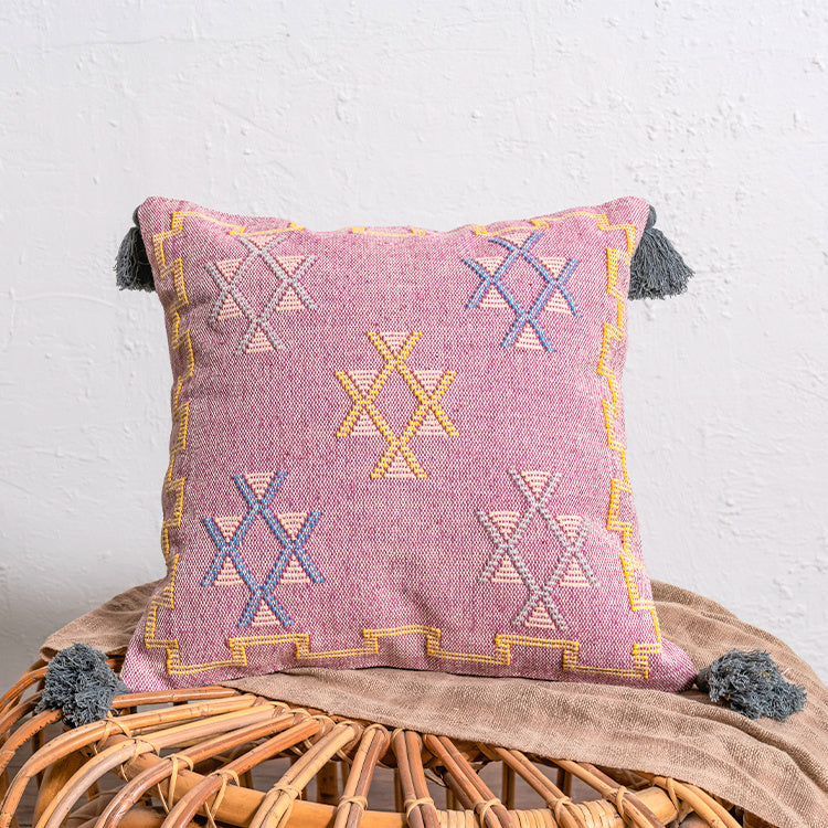 HKM-489299 Handmade Moroccan Pillow Cushion for Bay Window, Sofa, or Bed – Bohemian Style 45x45cm & 30x50cm Options