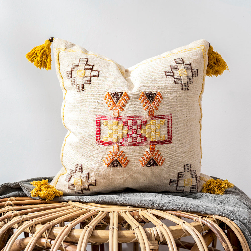 HKM-489299 Handmade Moroccan Pillow Cushion for Bay Window, Sofa, or Bed – Bohemian Style 45x45cm & 30x50cm Options