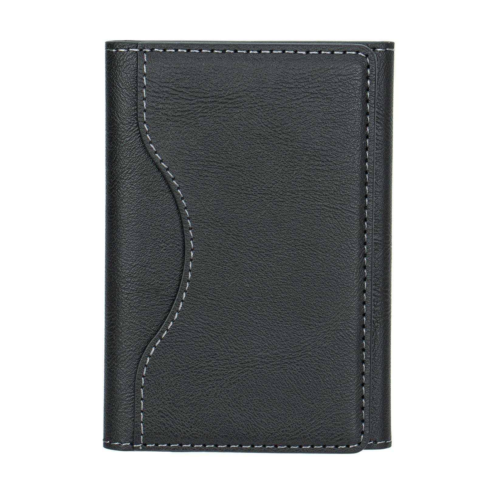 HKM-489427 Leather Tri-Fold Wallet with Magnetic Closure and Card Holder - Available in Purple, Green, Blue, Black