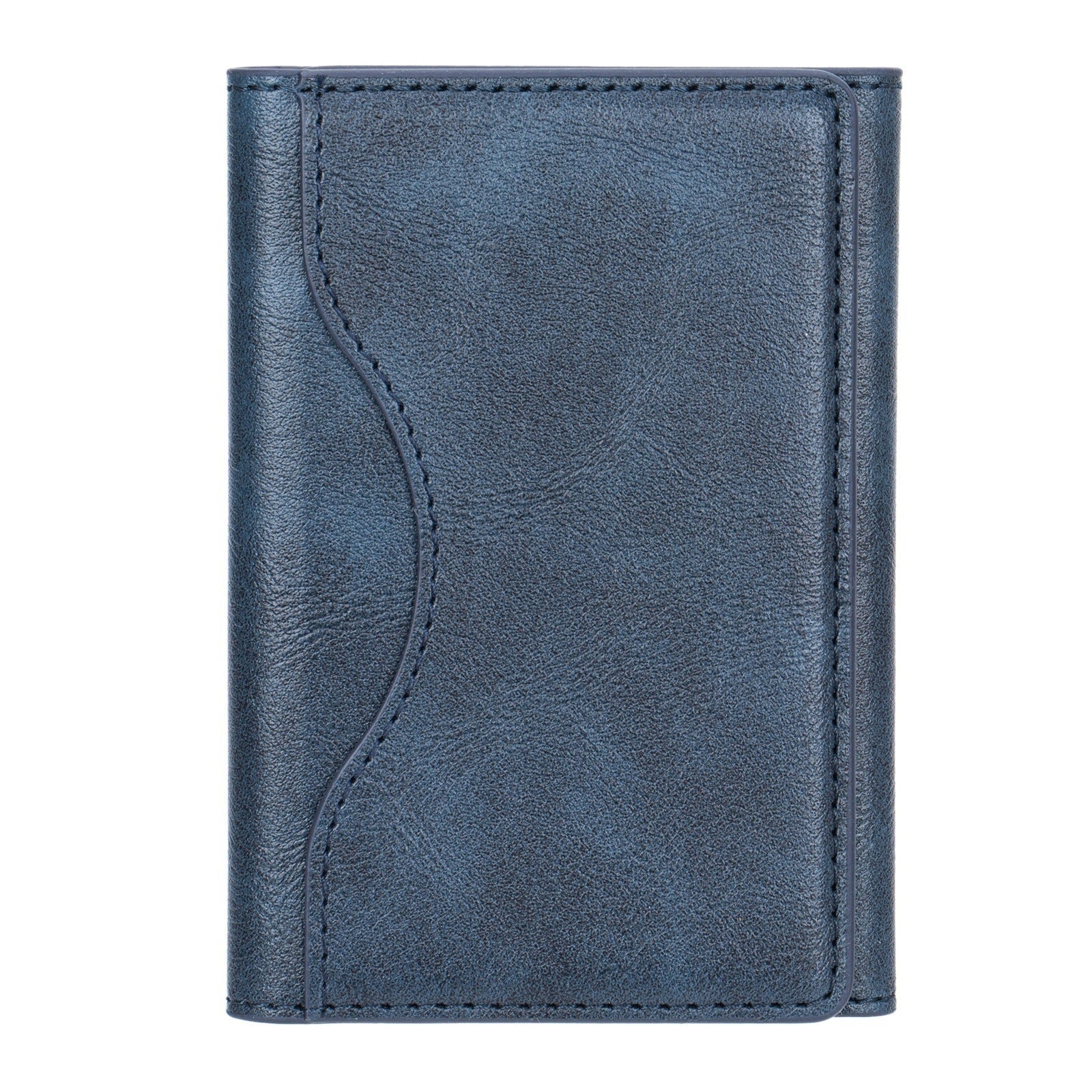 HKM-489427 Leather Tri-Fold Wallet with Magnetic Closure and Card Holder - Available in Purple, Green, Blue, Black