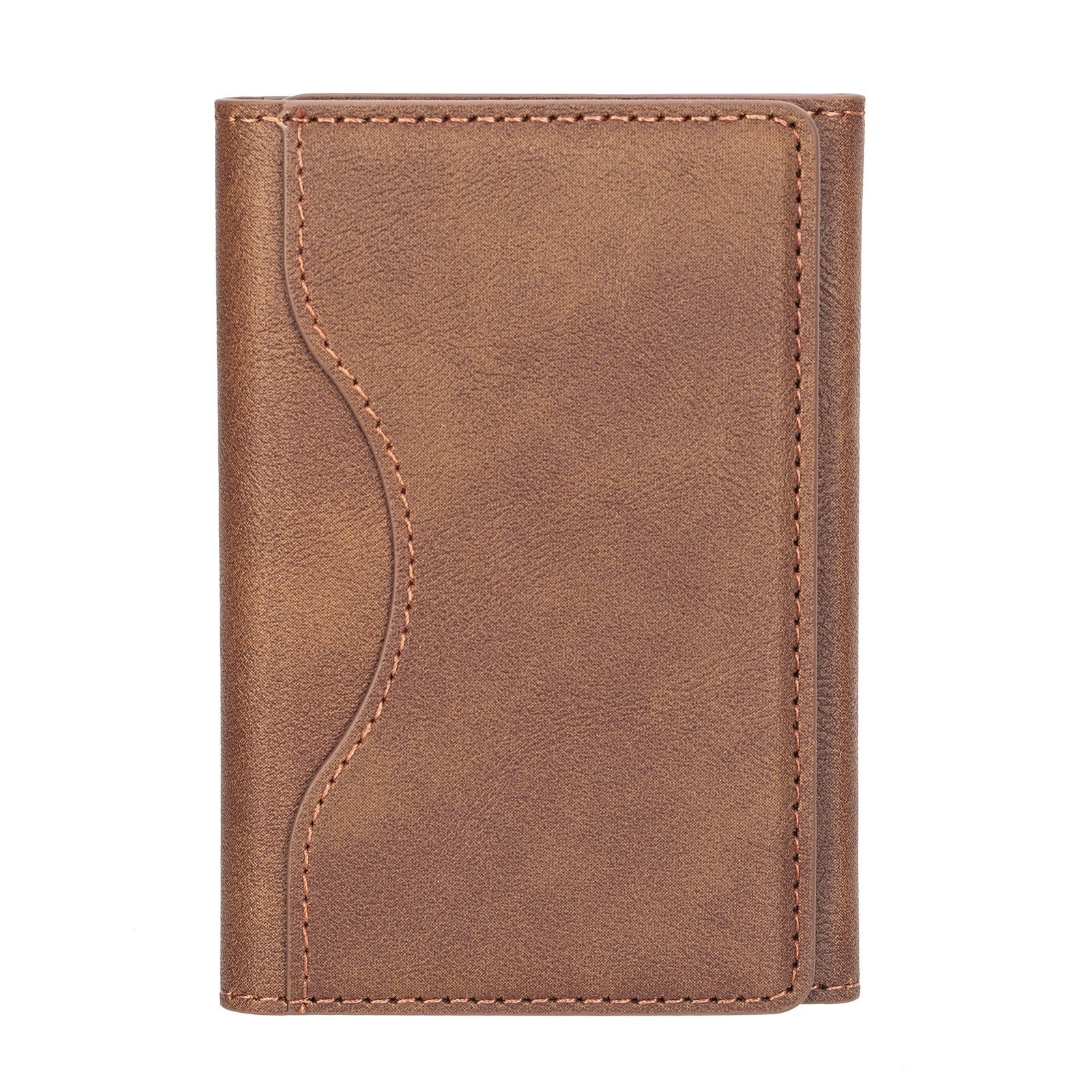 HKM-489427 Leather Tri-Fold Wallet with Magnetic Closure and Card Holder - Available in Purple, Green, Blue, Black