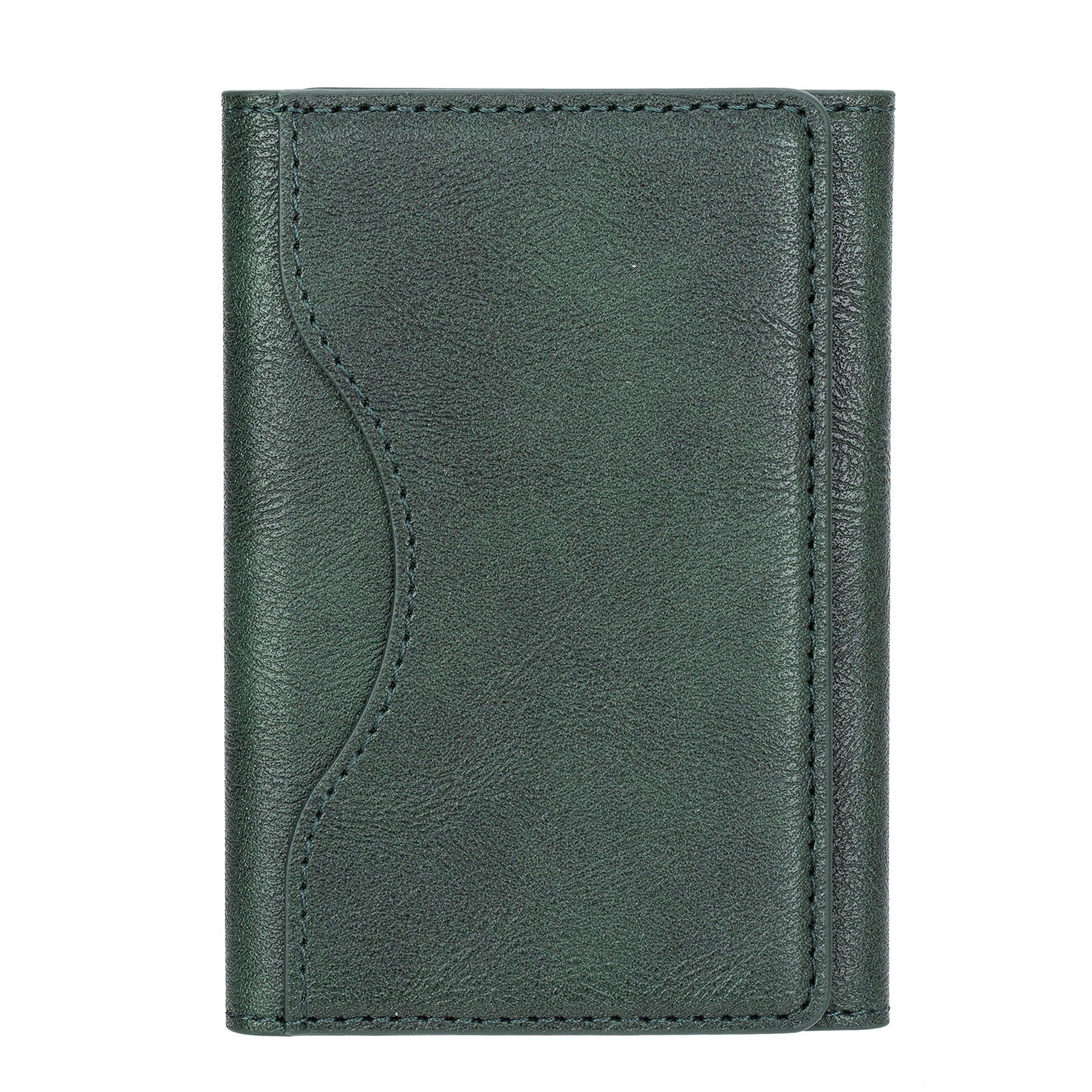 HKM-489427 Leather Tri-Fold Wallet with Magnetic Closure and Card Holder - Available in Purple, Green, Blue, Black