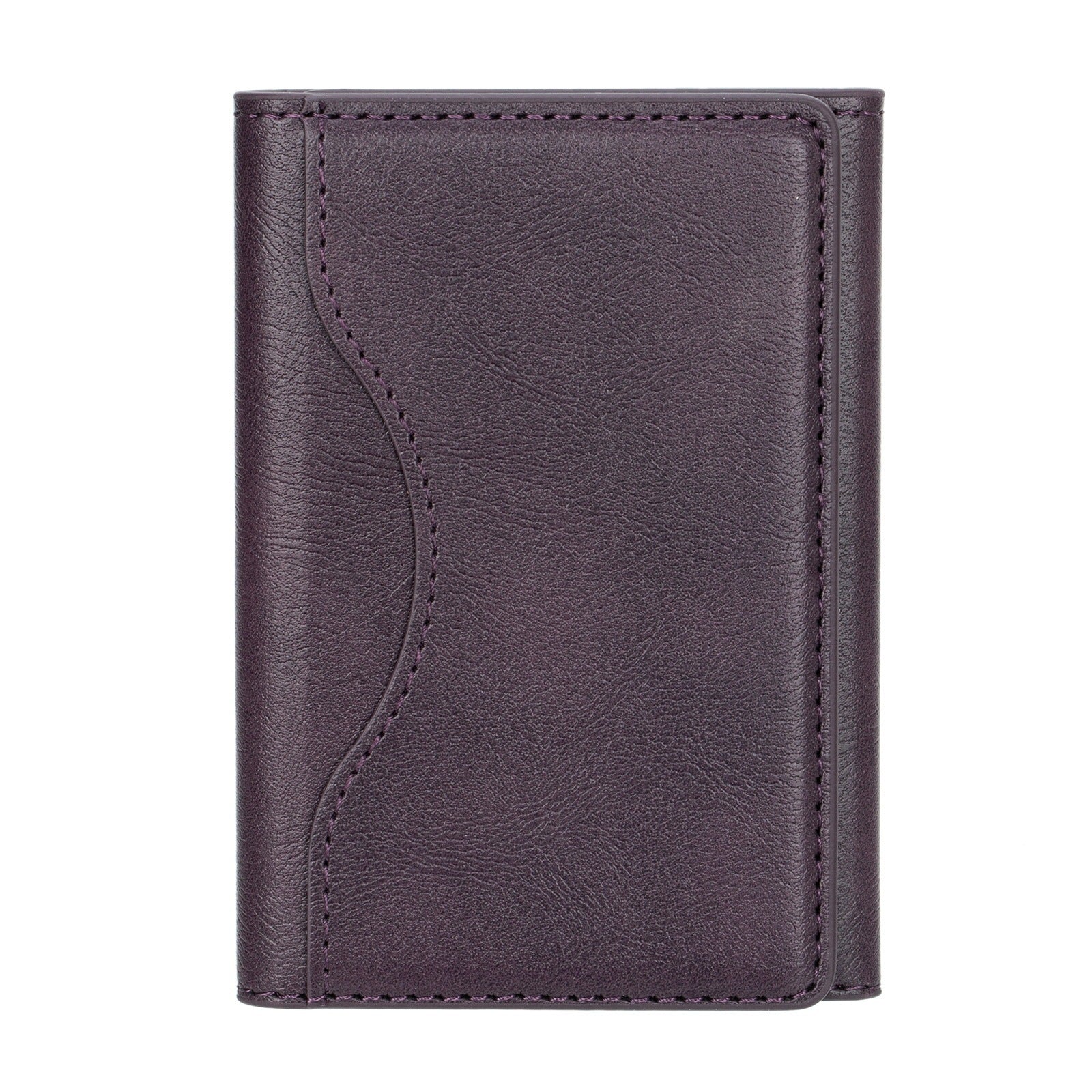 HKM-489427 Leather Tri-Fold Wallet with Magnetic Closure and Card Holder - Available in Purple, Green, Blue, Black