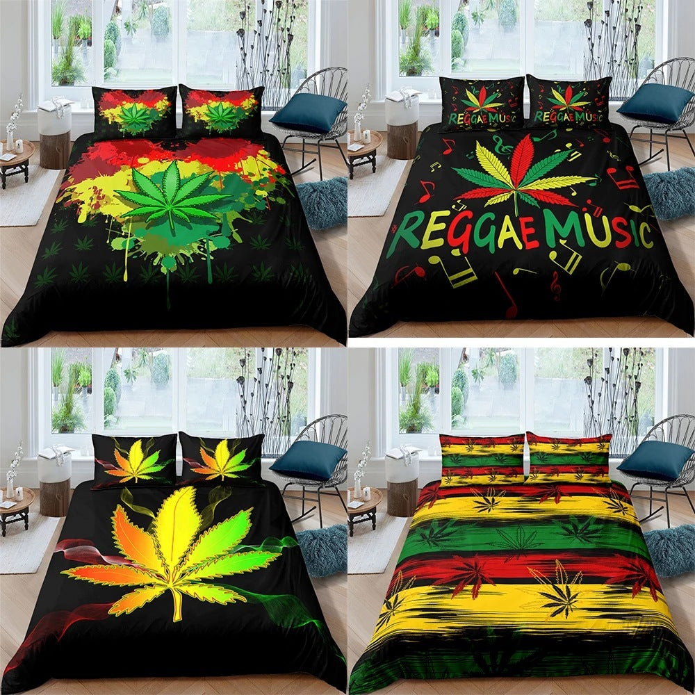 HKM-489491 Digital Plant and Flower Quilt Cover Set in Multiple Sizes and Designs