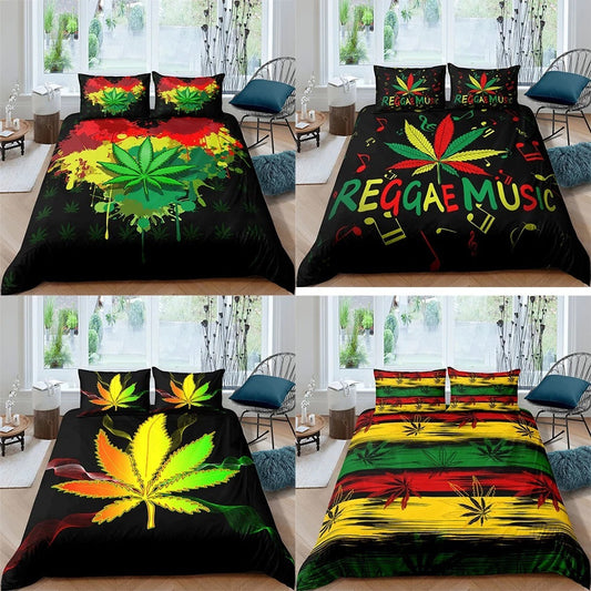 HKM-489491 Digital Plant and Flower Quilt Cover Set in Multiple Sizes and Designs