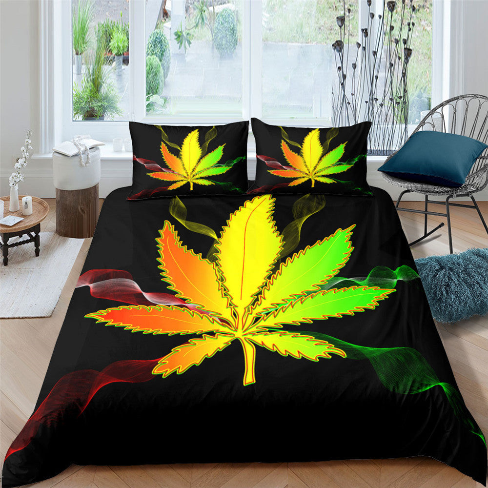 HKM-489491 Digital Plant and Flower Quilt Cover Set in Multiple Sizes and Designs