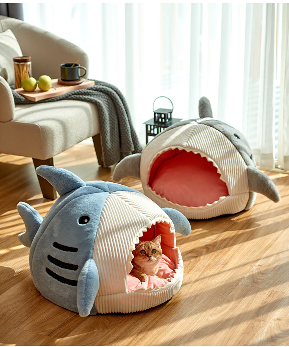 HKM-489555 Shark Cat Kennel Dog Kennel Warm Yurt Semi-closed Four Seasons Universal