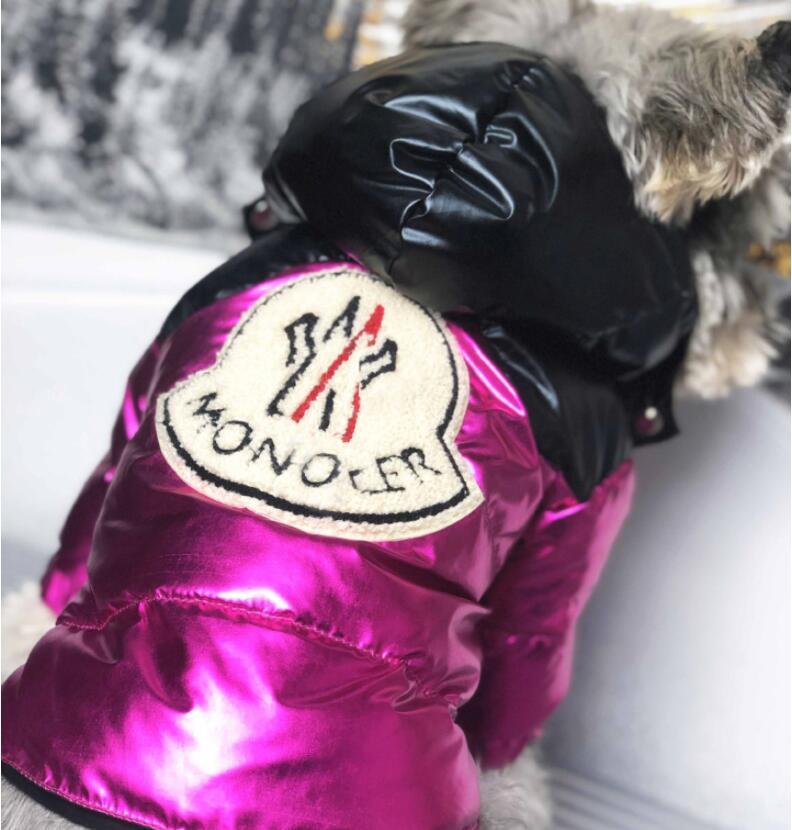 HKM-489619 Casual Black Patent Fur Collar Down Jacket for Pets