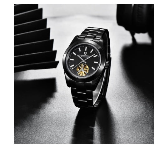 HKM-489683 Men's Waterproof Automatic Mechanical Watch with Stainless Steel Strap - 100m Depth Rating
