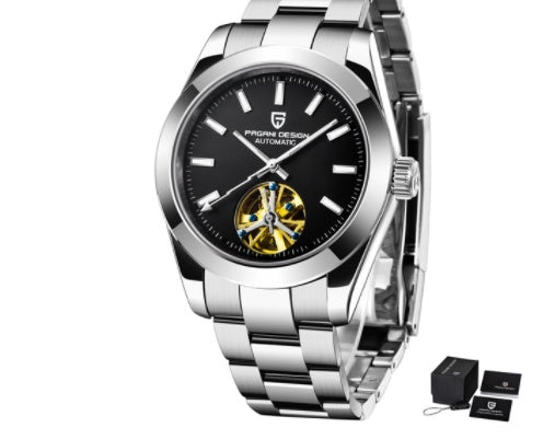 HKM-489683 Men's Waterproof Automatic Mechanical Watch with Stainless Steel Strap - 100m Depth Rating