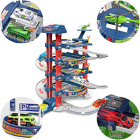 HKM-490131 4-Layer Kids Toy Car Garage Parking Lot Lift Kit - Slide Parking Toy for Ages 5 and Up