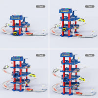 HKM-490131 4-Layer Kids Toy Car Garage Parking Lot Lift Kit - Slide Parking Toy for Ages 5 and Up