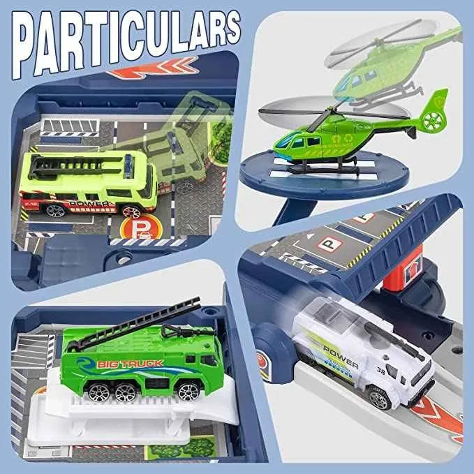 HKM-490131 4-Layer Kids Toy Car Garage Parking Lot Lift Kit - Slide Parking Toy for Ages 5 and Up