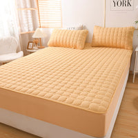 HKM-490323 Breathable 3-Piece Solid Color Quilted Mattress Set with Pillow Covers