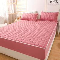 HKM-490323 Breathable 3-Piece Solid Color Quilted Mattress Set with Pillow Covers