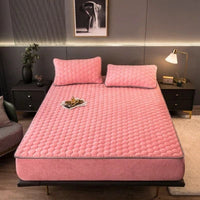 HKM-490323 Breathable 3-Piece Solid Color Quilted Mattress Set with Pillow Covers