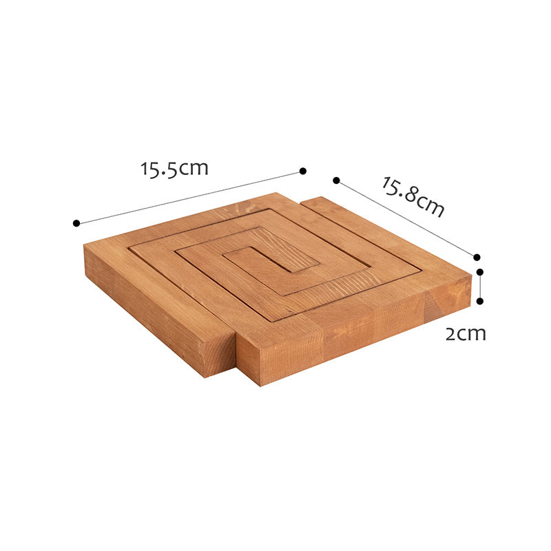 HKM-490387 Wooden Thermal Insulation Coaster for Tea Cups - Non-Slip Pine Pad in Light Coffee and Red Brown