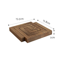 HKM-490387 Wooden Thermal Insulation Coaster for Tea Cups - Non-Slip Pine Pad in Light Coffee and Red Brown