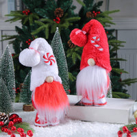 HKM-490451 Creative Christmas Candy Doll Decoration - Faceless Elderly Design, Polyester, 12x10x29cm