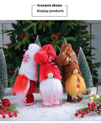 HKM-490451 Creative Christmas Candy Doll Decoration - Faceless Elderly Design, Polyester, 12x10x29cm