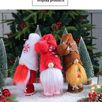 HKM-490451 Creative Christmas Candy Doll Decoration - Faceless Elderly Design, Polyester, 12x10x29cm