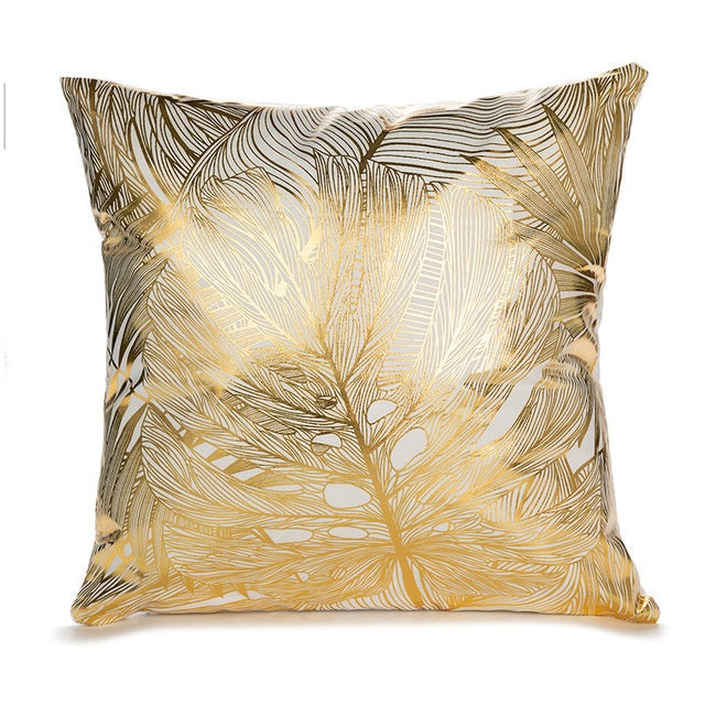HKM-490451 Elegant White and Gold Modern Decorative Pillow Covers - 45x45cm