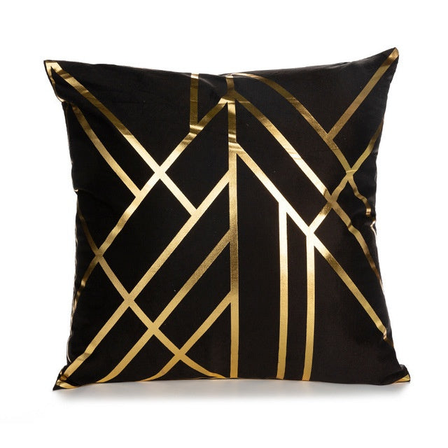 HKM-490451 Elegant White and Gold Modern Decorative Pillow Covers - 45x45cm