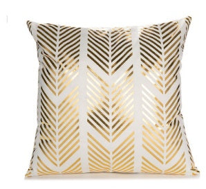 HKM-490451 Elegant White and Gold Modern Decorative Pillow Covers - 45x45cm