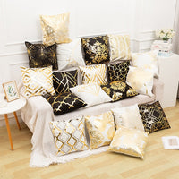 HKM-490451 Elegant White and Gold Modern Decorative Pillow Covers - 45x45cm