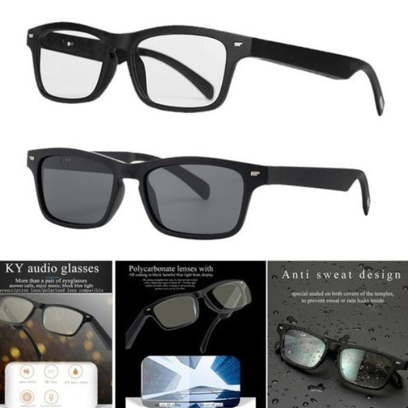HKM-490515 Smart Glasses with Bluetooth 5.4 Connectivity, UV400 Protection, Touch Control, and Anti-Noise Microphone