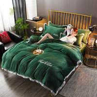 HKM-490643 Crystal Velvet Embroidered Four-Piece Bedding Set in Polyester Fiber
