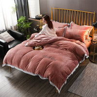 HKM-490643 Crystal Velvet Embroidered Four-Piece Bedding Set in Polyester Fiber