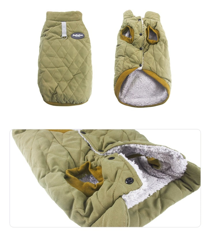 HKM-490643 Winter Diamond Lattice Cotton-Padded Clothes for Puppies - Corgi Size Options Available