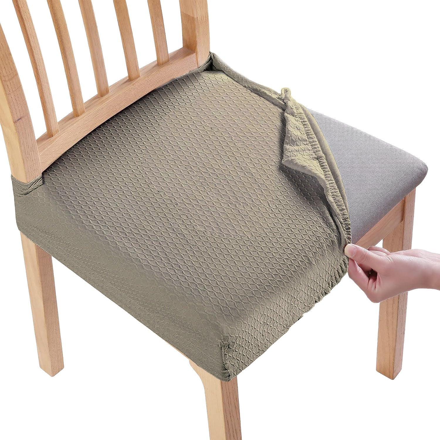HKM-490707 Waterproof Stretch Dining Chair Slipcovers, Jacquard Fabric, 4-Pack, Fits Armless Chairs