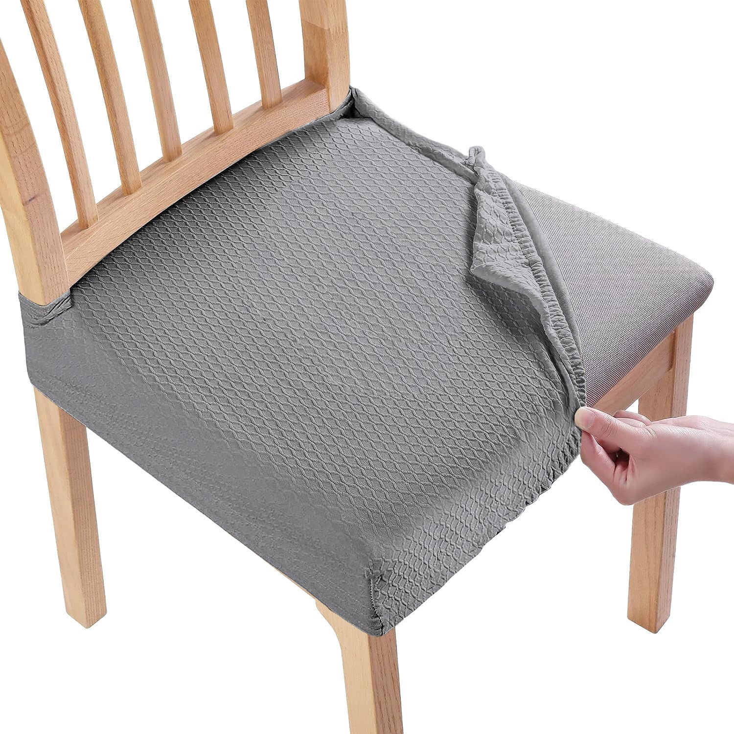 HKM-490707 Waterproof Stretch Dining Chair Slipcovers, Jacquard Fabric, 4-Pack, Fits Armless Chairs
