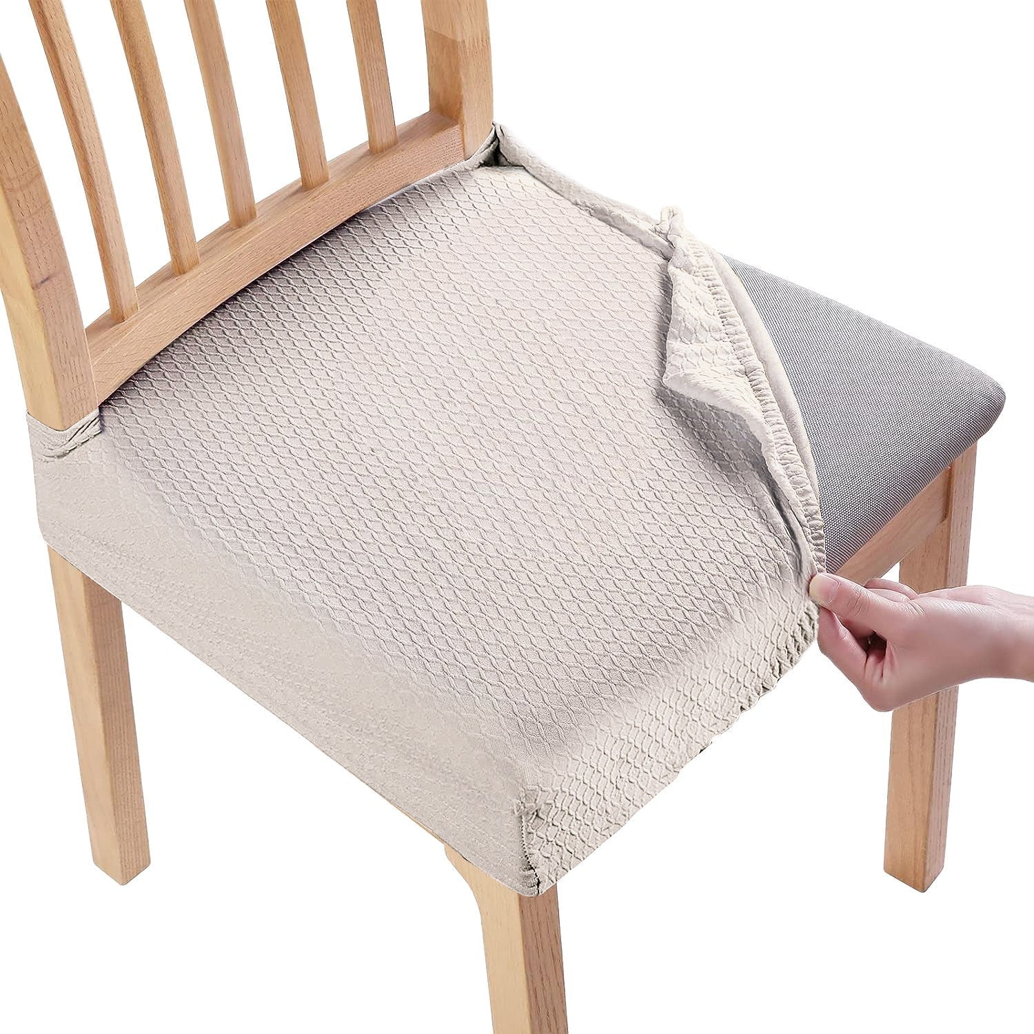 HKM-490707 Waterproof Stretch Dining Chair Slipcovers, Jacquard Fabric, 4-Pack, Fits Armless Chairs