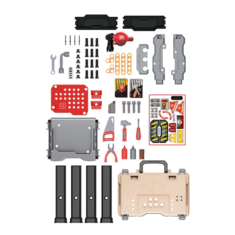 KTX-491155 65-Piece Kids Construction Tool Set with Wrench and Screwdriver in Suitcase – Perfect for Pretend Play and Creative Craftsman Fun