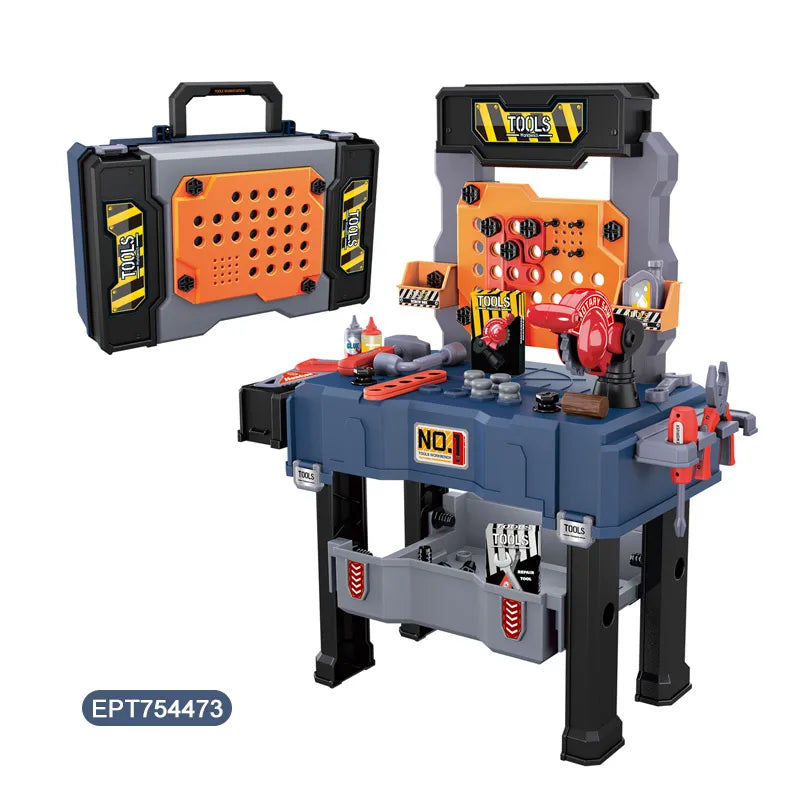 KTX-491155 65-Piece Kids Construction Tool Set with Wrench and Screwdriver in Suitcase – Perfect for Pretend Play and Creative Craftsman Fun