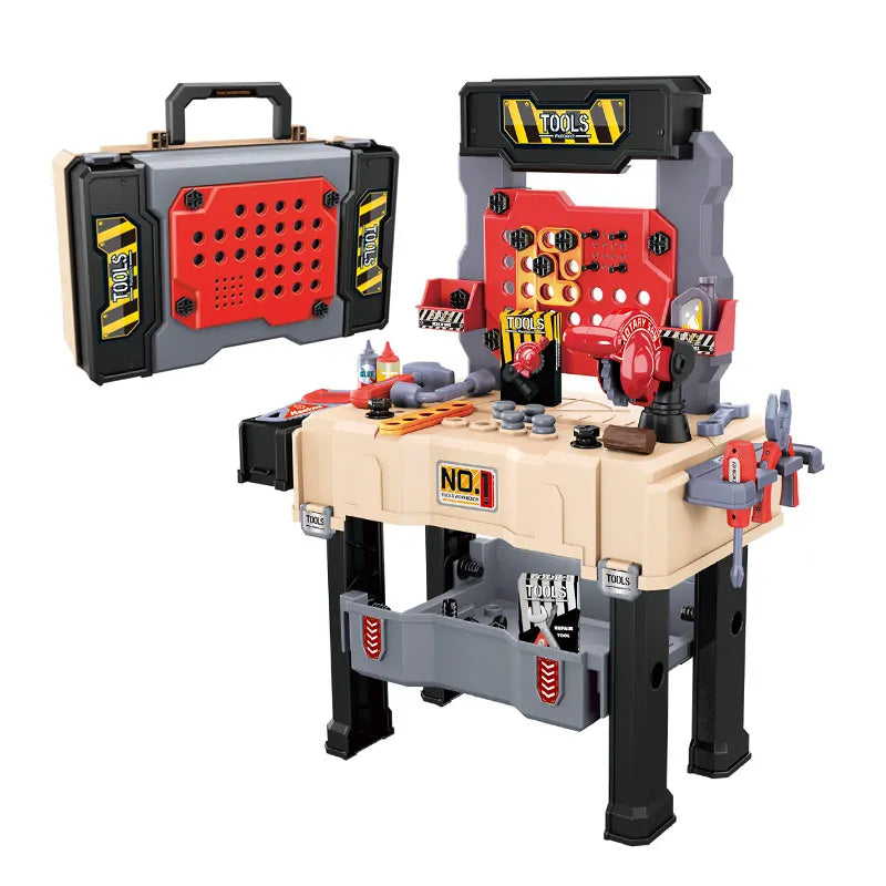 KTX-491155 65-Piece Kids Construction Tool Set with Wrench and Screwdriver in Suitcase – Perfect for Pretend Play and Creative Craftsman Fun