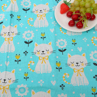 HKM-491155 Cat Head Design Linseed Cotton Fabric for DIY Tablecloths, Curtains, Cushions, and More